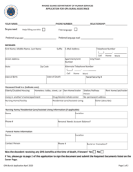 Rhode Island Application for Financial Assistance With Burial Expense - Rhode Island, Page 2