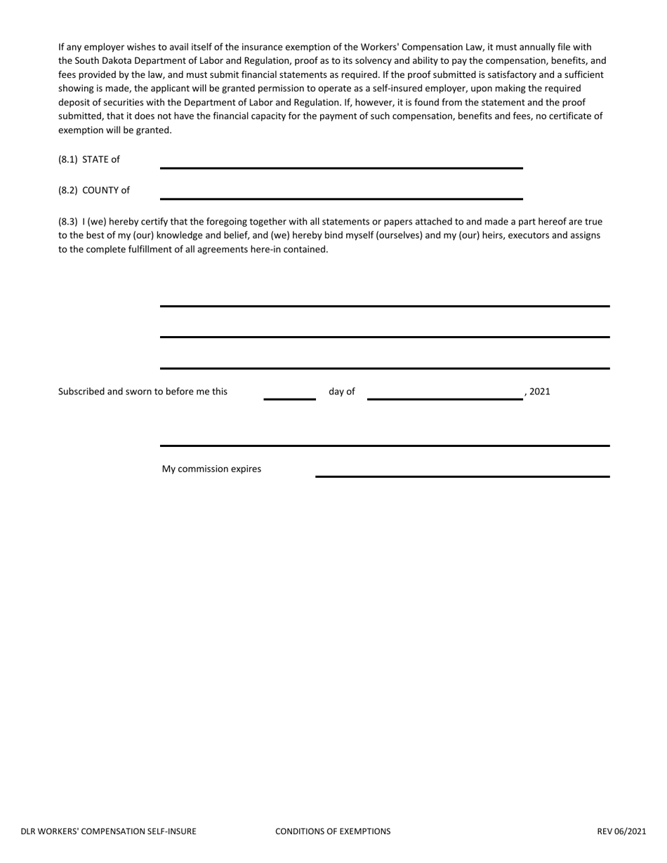 Application to Self-insure Workers Compensation Liabilities - South Dakota, Page 17