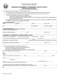 Form BMV3769 &quot;Ownership Assignment to Surrender a Motor Vehicle for Destruction Only&quot; - Ohio