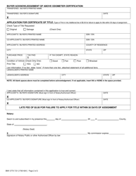 Form BMV3770 &quot;Ownership Assignment and Title Application for Casual Sale&quot; - Ohio, Page 2