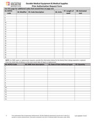 Durable Medical Equipment &amp; Medical Supplies Prior Authorization Request Form - Utah, Page 2