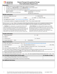 Document preview: Physical Therapy and Occupational Therapy Prior Authorization Request Form - Utah