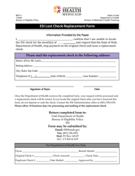 Form BEP4 Esi Lost Check Replacement Form - Utah