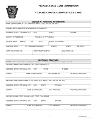 Wildlife Conservation Officer Cadet Personal History Questionnaire - Pennsylvania, Page 2