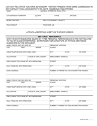 Wildlife Conservation Officer Cadet Personal History Questionnaire - Pennsylvania, Page 3