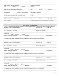 Wildlife Conservation Officer Cadet Personal History Questionnaire - Pennsylvania, Page 4
