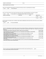 Wildlife Conservation Officer Cadet Personal History Questionnaire - Pennsylvania, Page 6