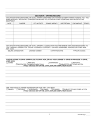 Wildlife Conservation Officer Cadet Personal History Questionnaire - Pennsylvania, Page 7