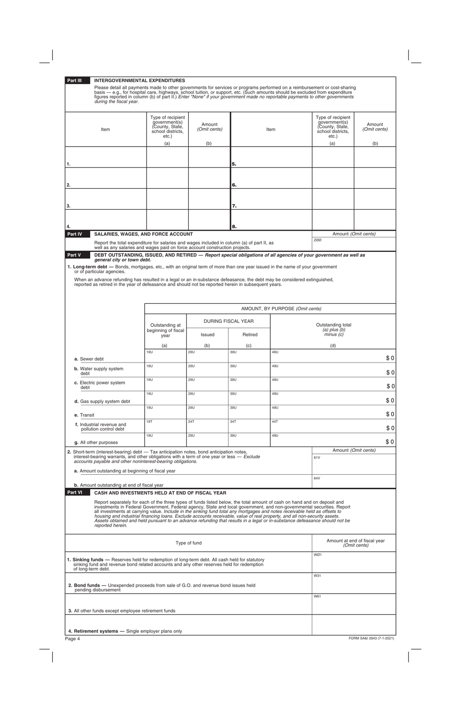 Form SAI2643 Annual Survey of City and Town Finances - Oklahoma, Page 4