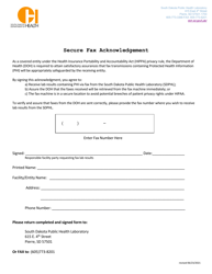Secure Fax Acknowledgement - South Dakota