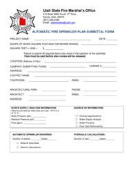 &quot;Automatic Fire Sprinkler Plan Submittal Form&quot; - Utah