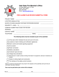 &quot;Fire Alarm Plan Review Submittal Form&quot; - Utah