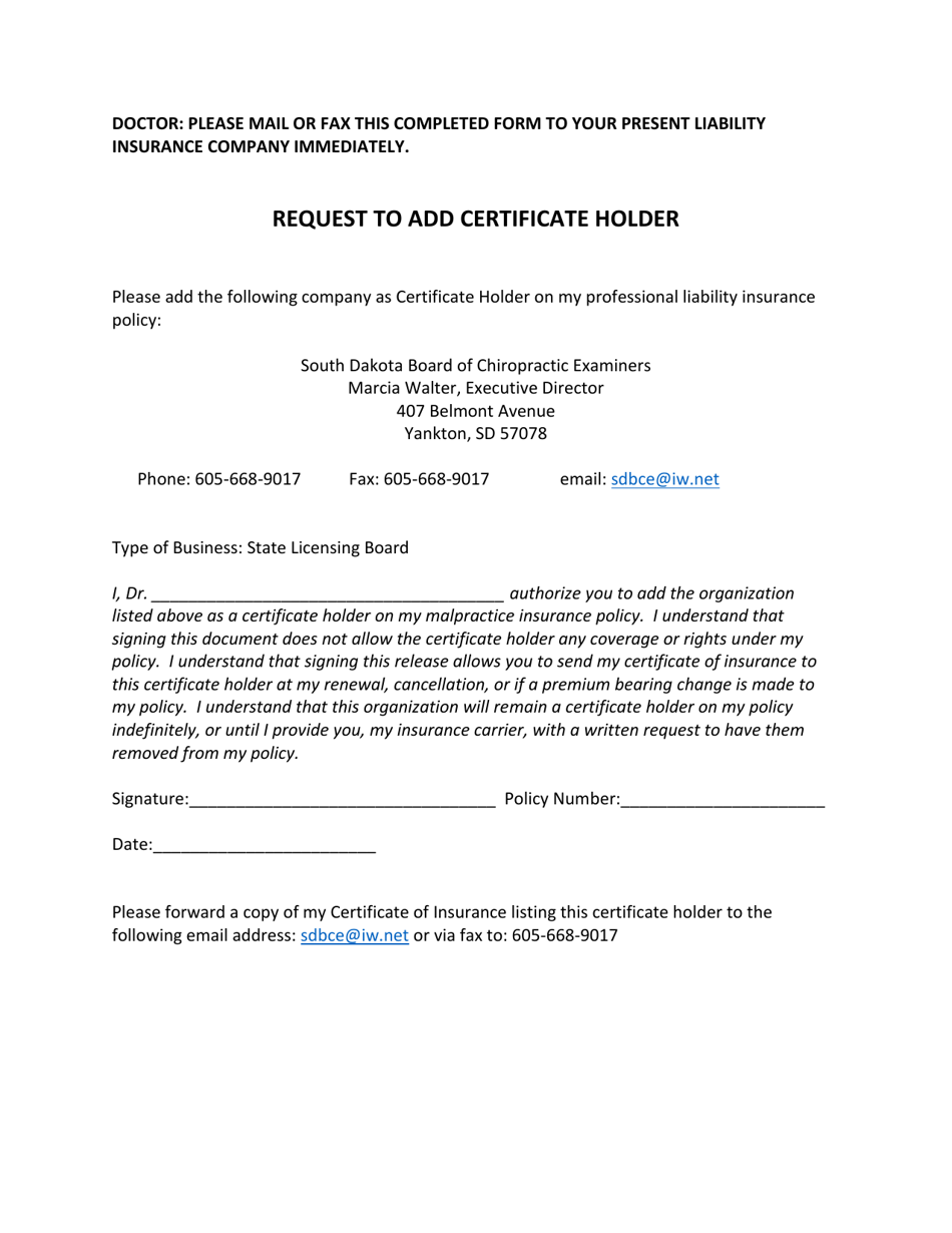 Reciprocity Doctor Chiropractic License Application - South Dakota, Page 9