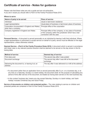 Form FP6 Certificate of Service - United Kingdom, Page 2