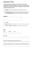 Form N500 Claim Form (Directors Disqualification Application) - United Kingdom, Page 4