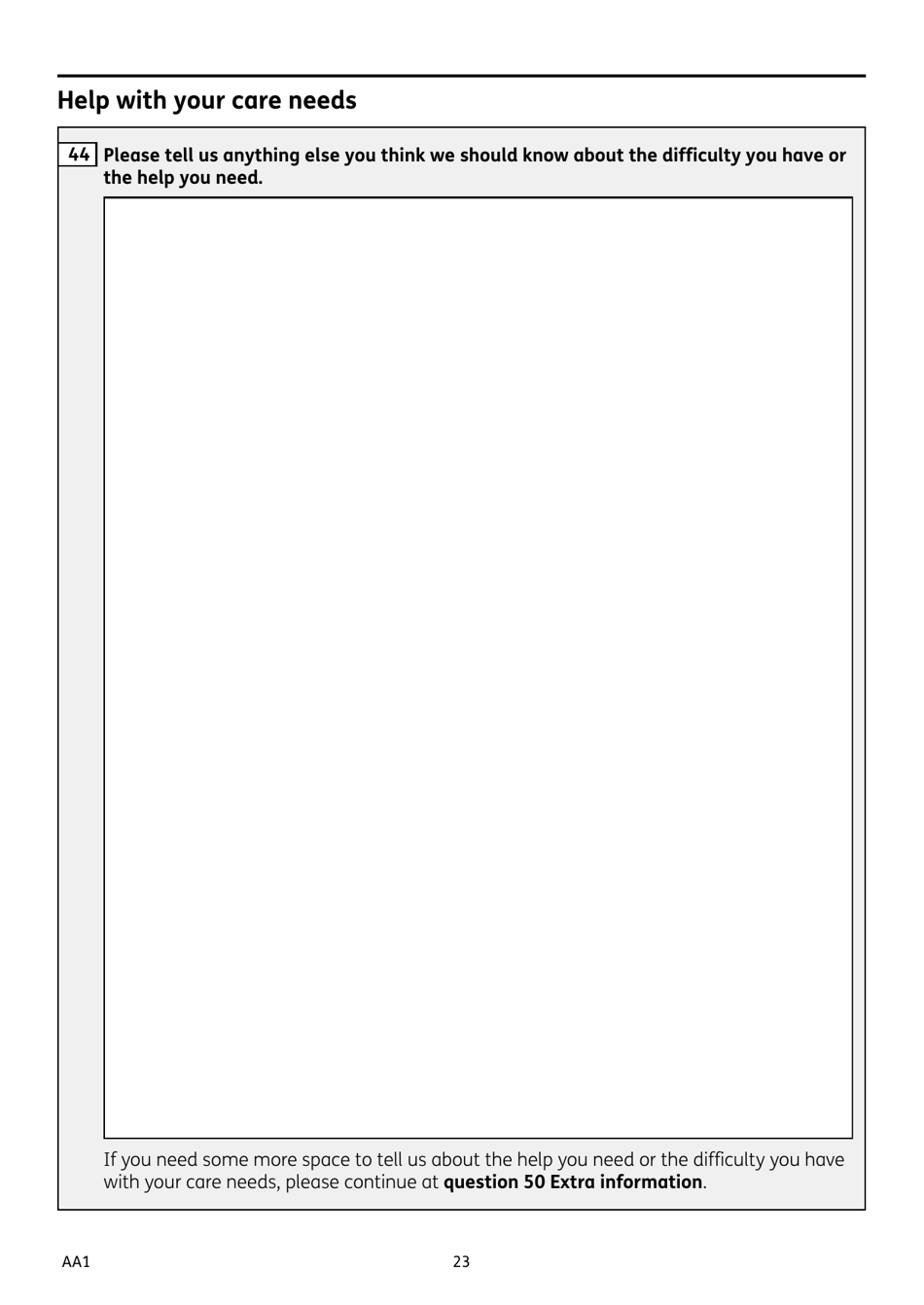 Form AA1 Attendance Allowance for People of State Pension Age or Over - United Kingdom, Page 23