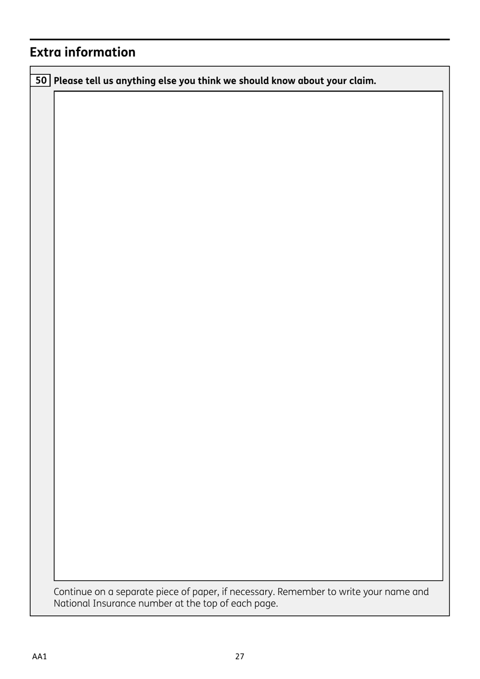 Form AA1 Attendance Allowance for People of State Pension Age or Over - United Kingdom, Page 27