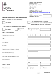 Form MODMO0146 HM Armed Forces Veterans Badge Application Form - United Kingdom, Page 3
