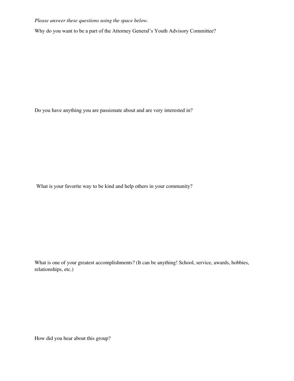 Utah Attorney Generals Youth Advisory Committee Application - Utah, Page 2