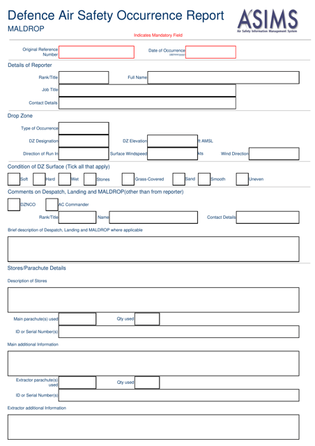 United Kingdom Defence Air Safety Occurrence Report Maldrop Download ...