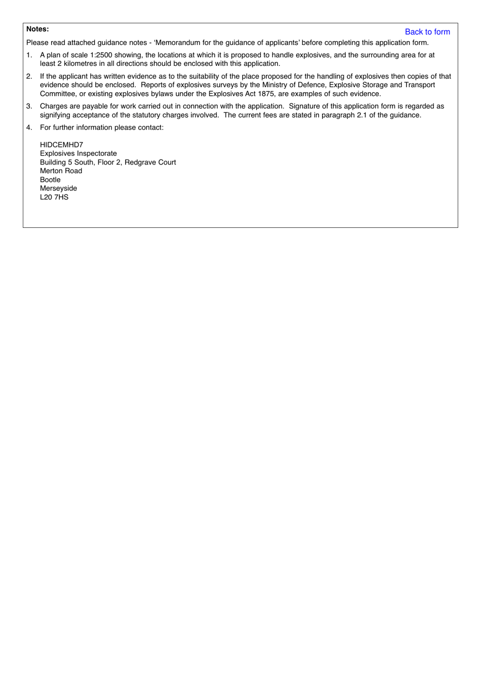 Form LP88 Application for a Licence to Handle Explosives at a Harbour or Other Place (Including Variation of an Existing Licence) - United Kingdom, Page 2