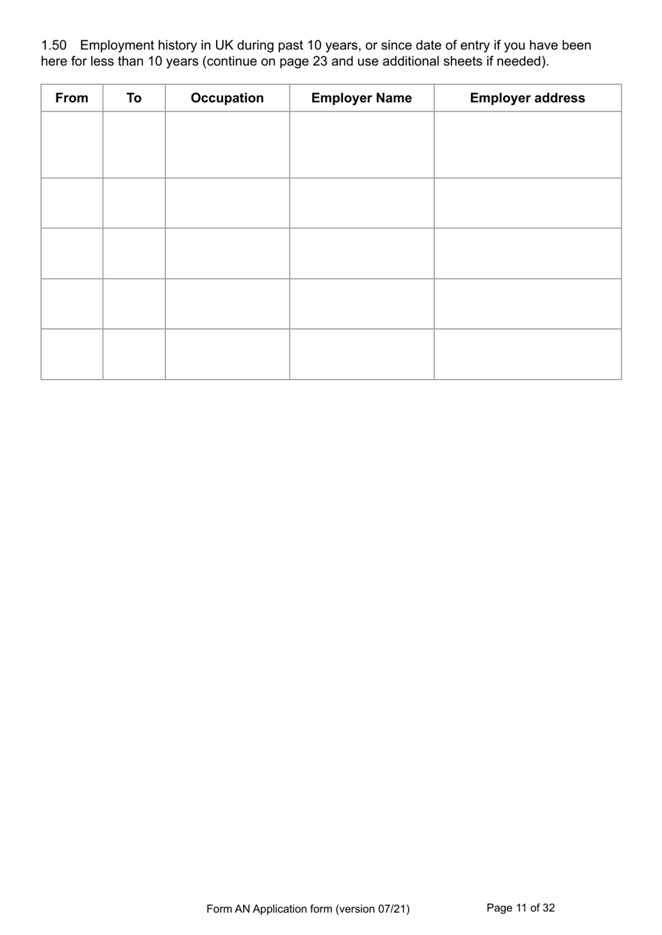 Form AN Application for Naturalisation as a British Citizen - United Kingdom, Page 11