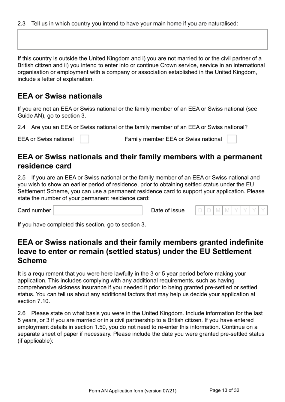 Form AN Application for Naturalisation as a British Citizen - United Kingdom, Page 13
