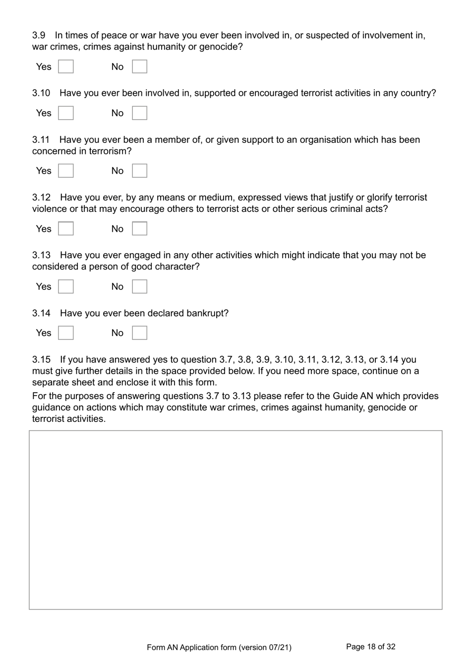 Form AN Application for Naturalisation as a British Citizen - United Kingdom, Page 18