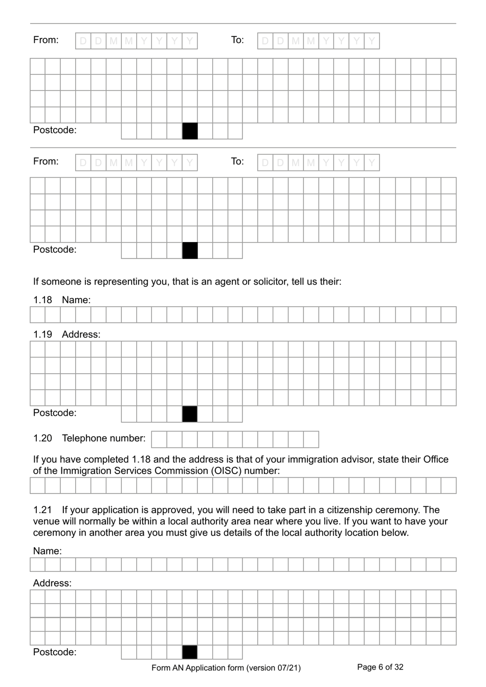 Form AN Application for Naturalisation as a British Citizen - United Kingdom, Page 6