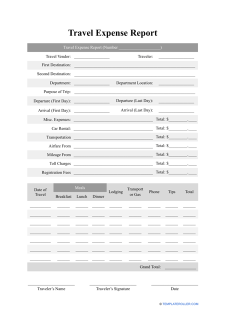 Travel Expense Report Template - Different Points Download Pdf
