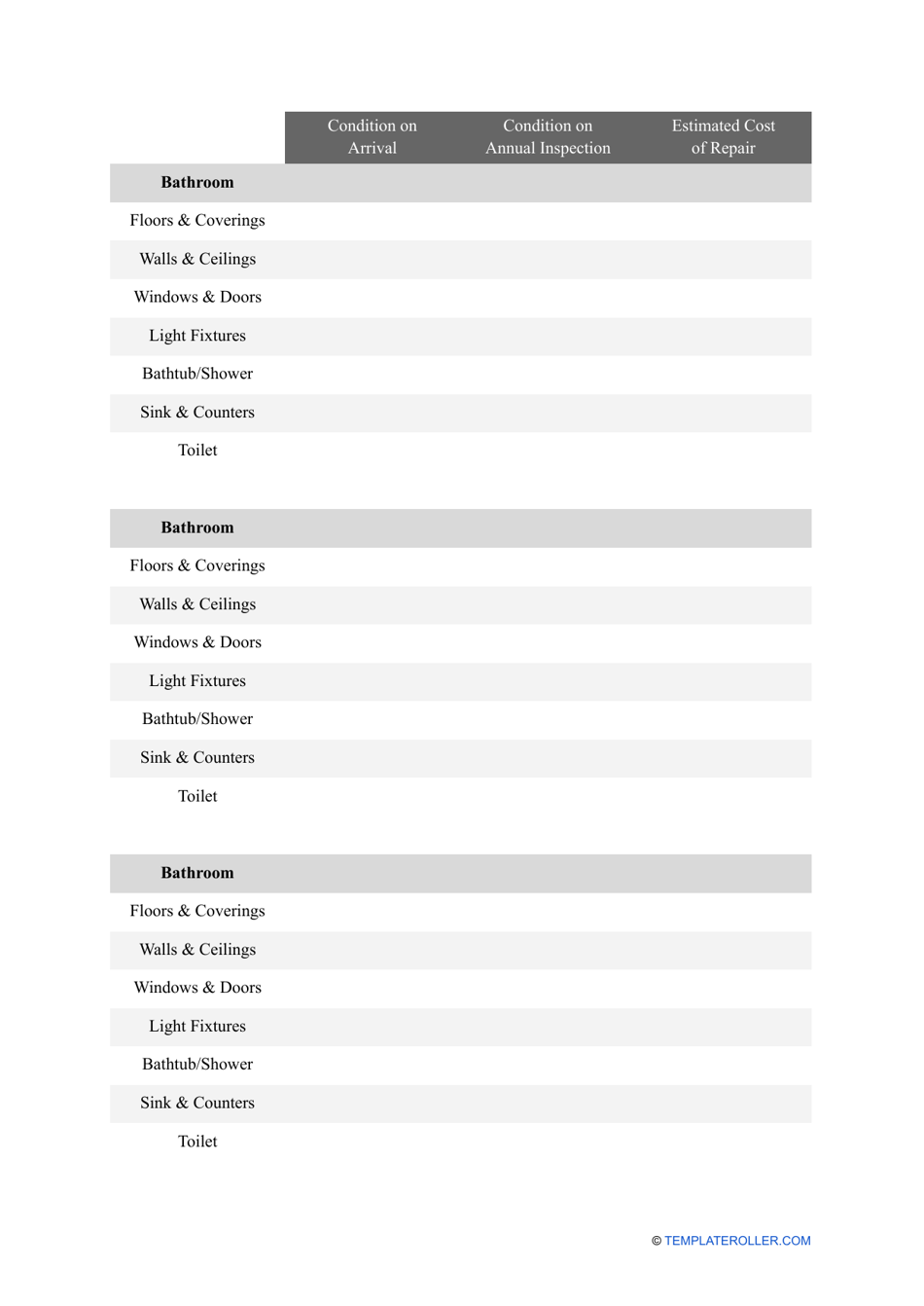 Annual Rental Property Inspection Checklist Template, Page 2