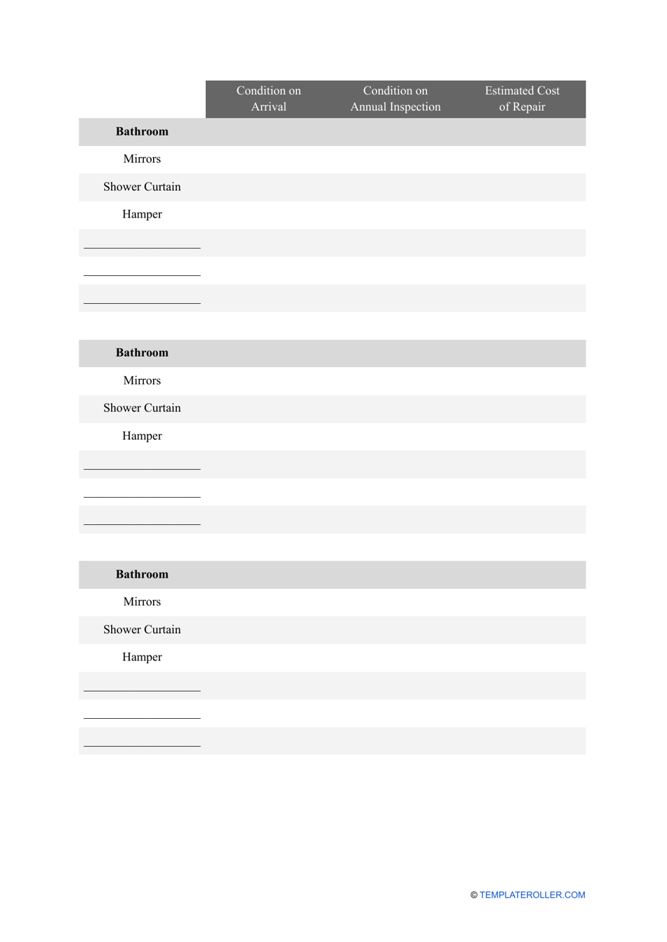 Annual Rental Property Inspection Checklist Template, Page 6