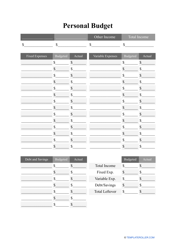 &quot;Personal Budget Template&quot;