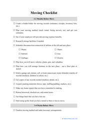 &quot;Moving Checklist Template&quot;