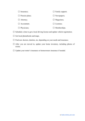 Moving Checklist Template, Page 5