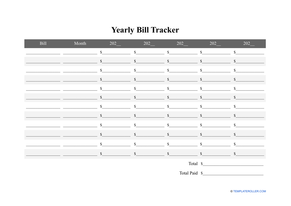 Yearly Bill Tracker Template Fill Out Sign Online And Download PDF