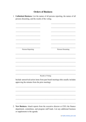 &quot;Board Meeting Minutes Template&quot;, Page 2