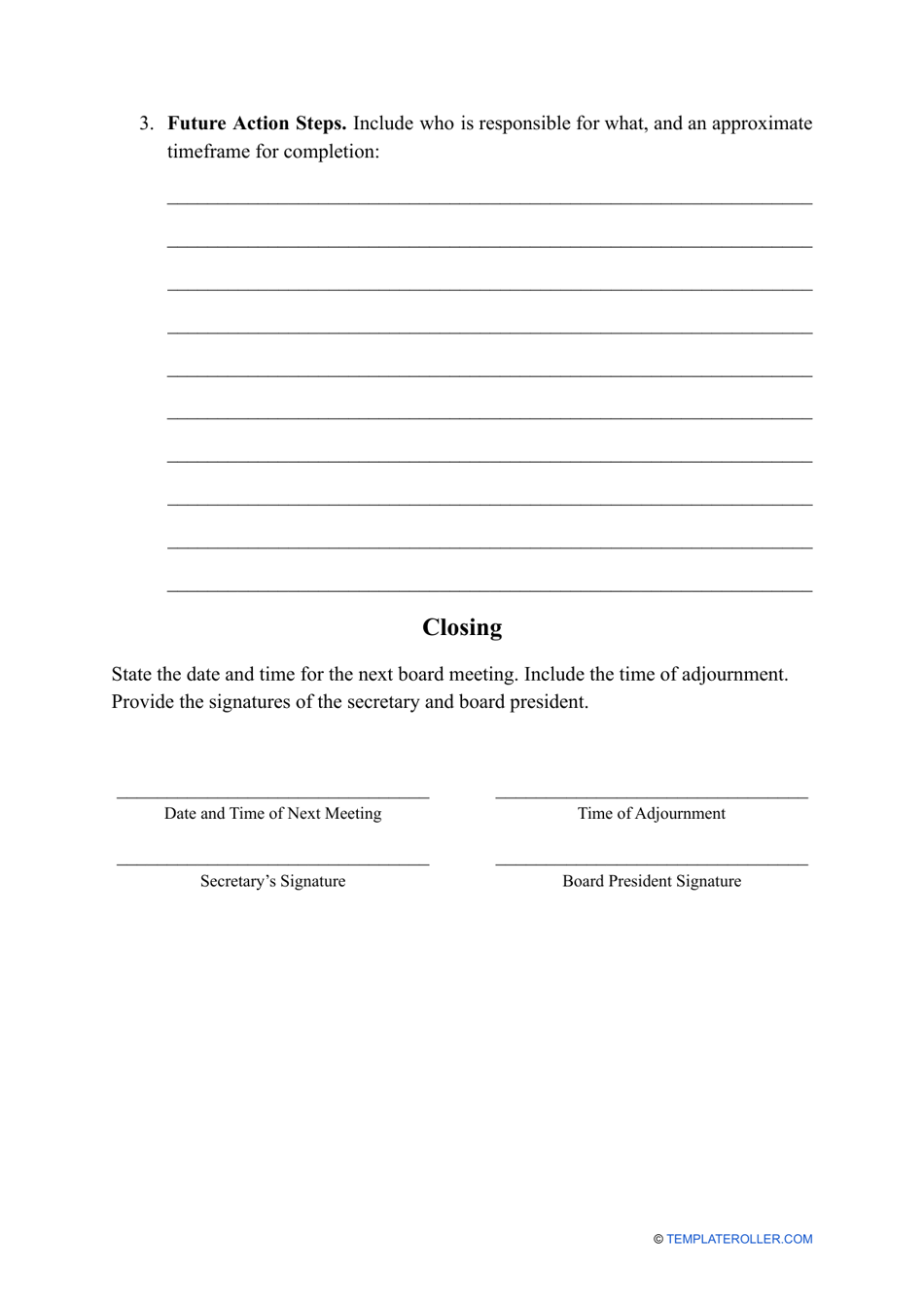 Board Meeting Minutes Template, Page 3