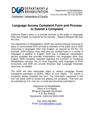 Language Access Complaint Form - California