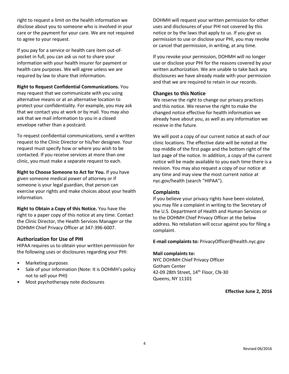 Notice of Privacy Practices - New York City, Page 4