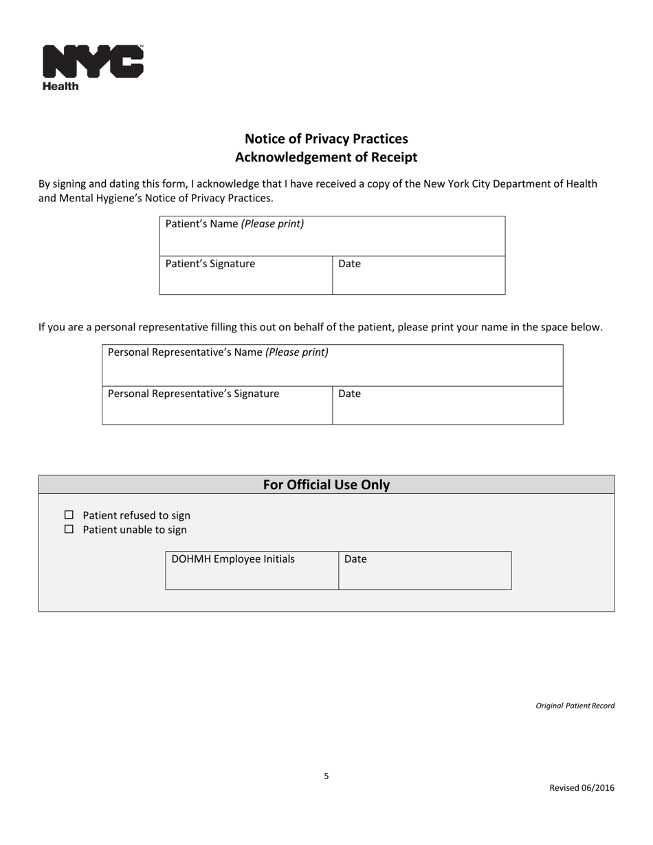 Notice of Privacy Practices - New York City, Page 5
