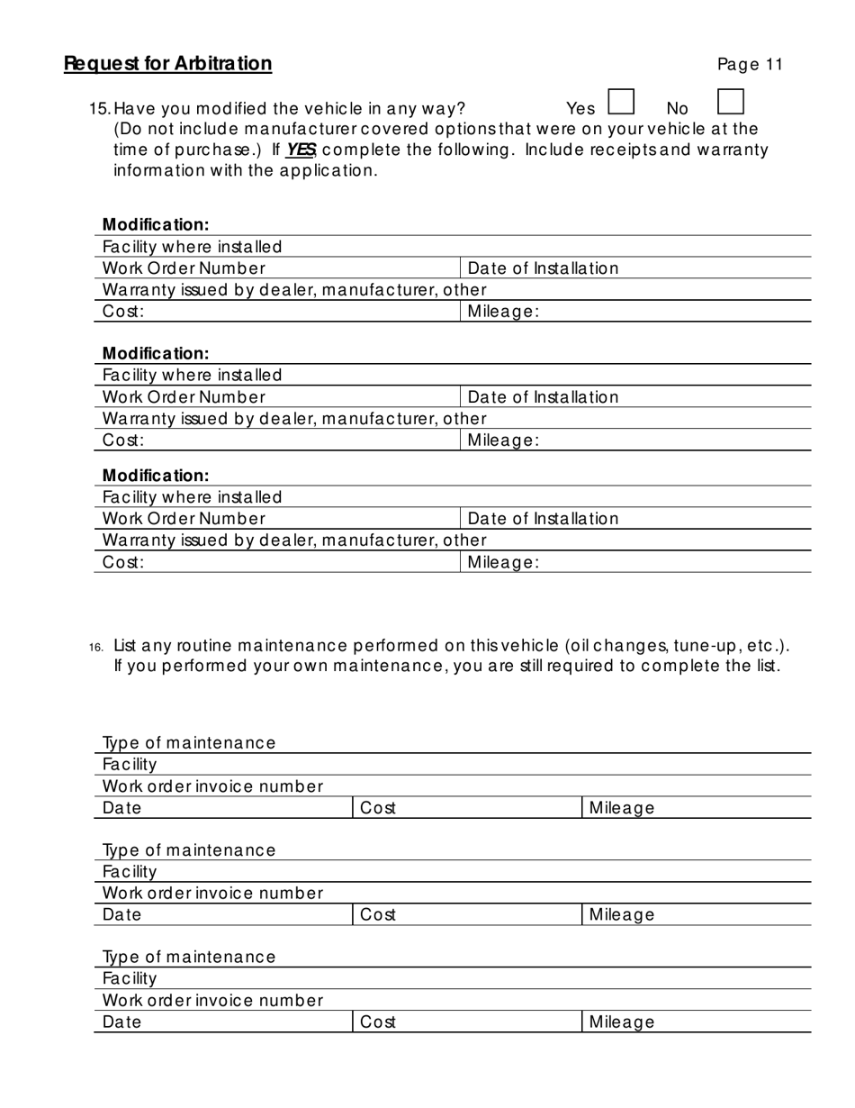 Request for Arbitration - Automobile Dispute Settlement Program - Connecticut, Page 14