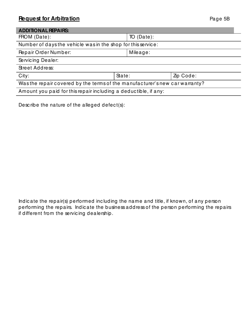 Request for Arbitration - Automobile Dispute Settlement Program - Connecticut, Page 8