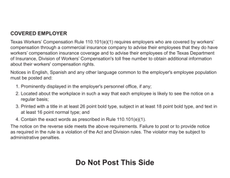 Notice 6 Notice to Employees Concerning Workers&#039; Compensation in Texas - Texas, Page 2