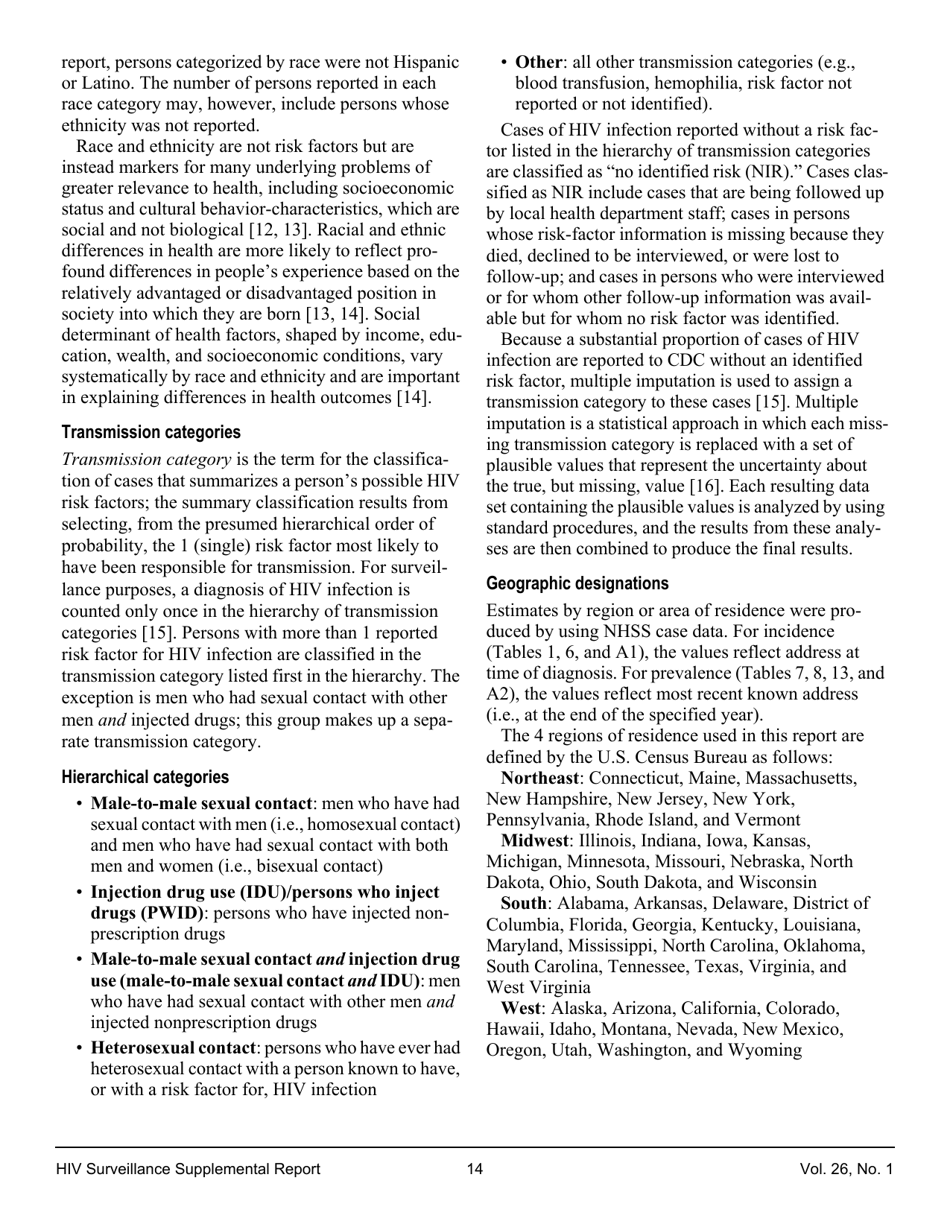 Estimated HIV Incidence in the United States, 20152019, Page 14