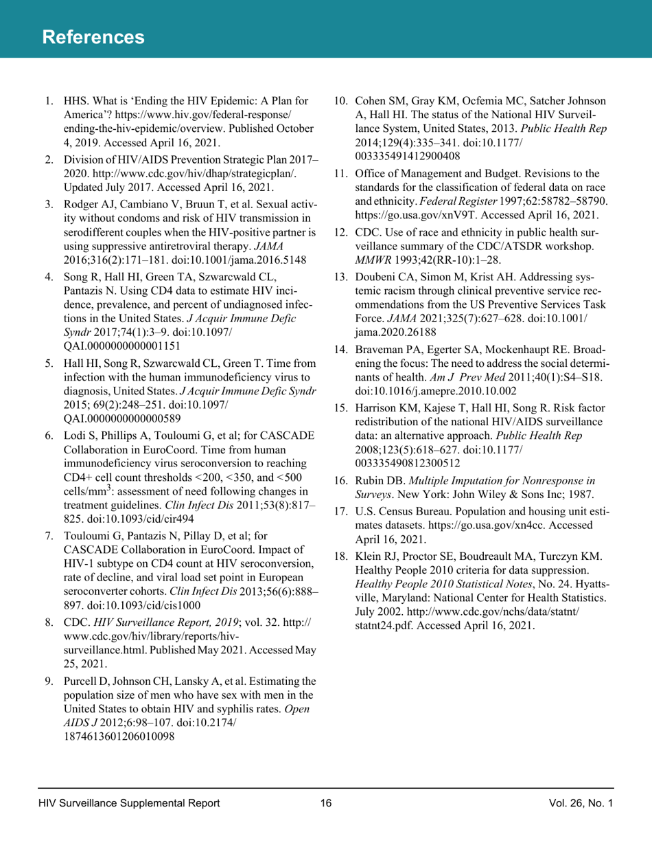 Estimated HIV Incidence in the United States, 20152019, Page 16
