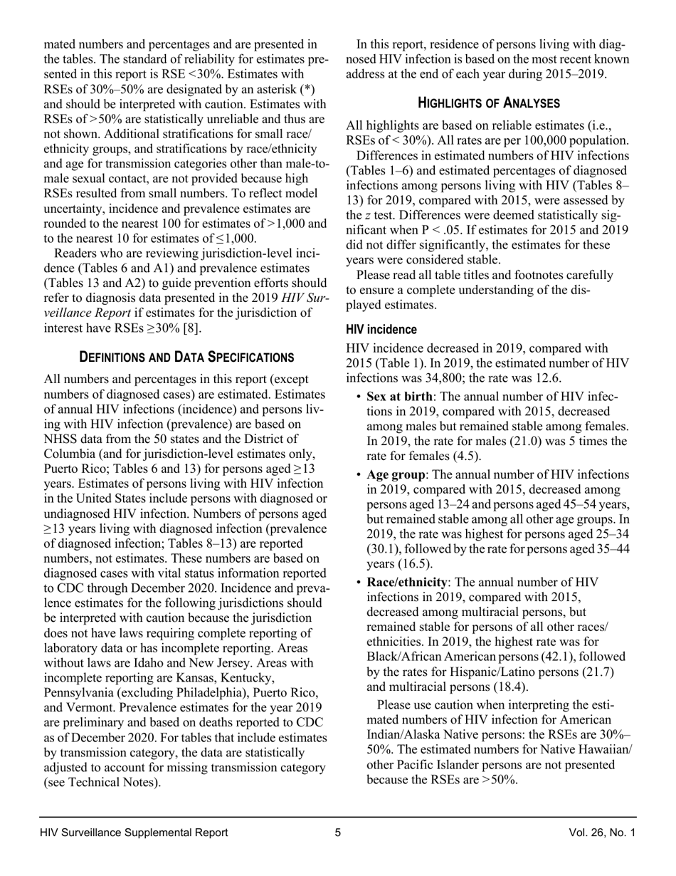 Estimated HIV Incidence in the United States, 20152019, Page 5