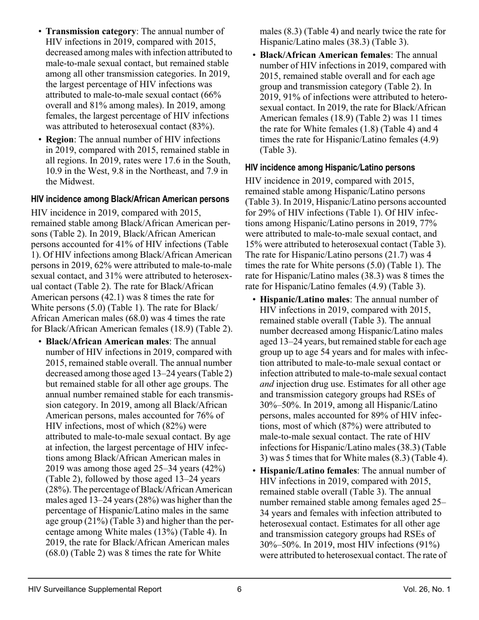 Estimated HIV Incidence in the United States, 20152019, Page 6
