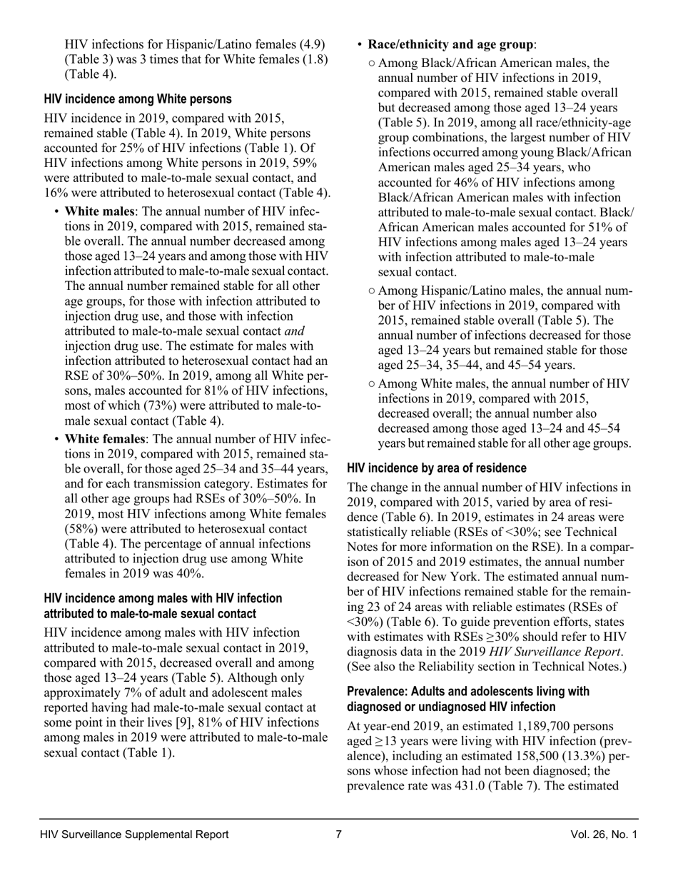 Estimated HIV Incidence in the United States, 20152019, Page 7