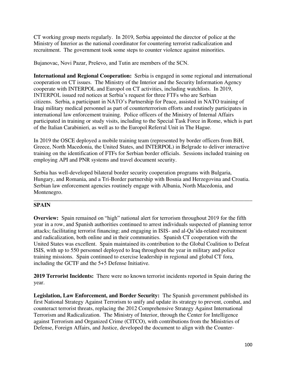Country Reports on Terrorism, Page 101